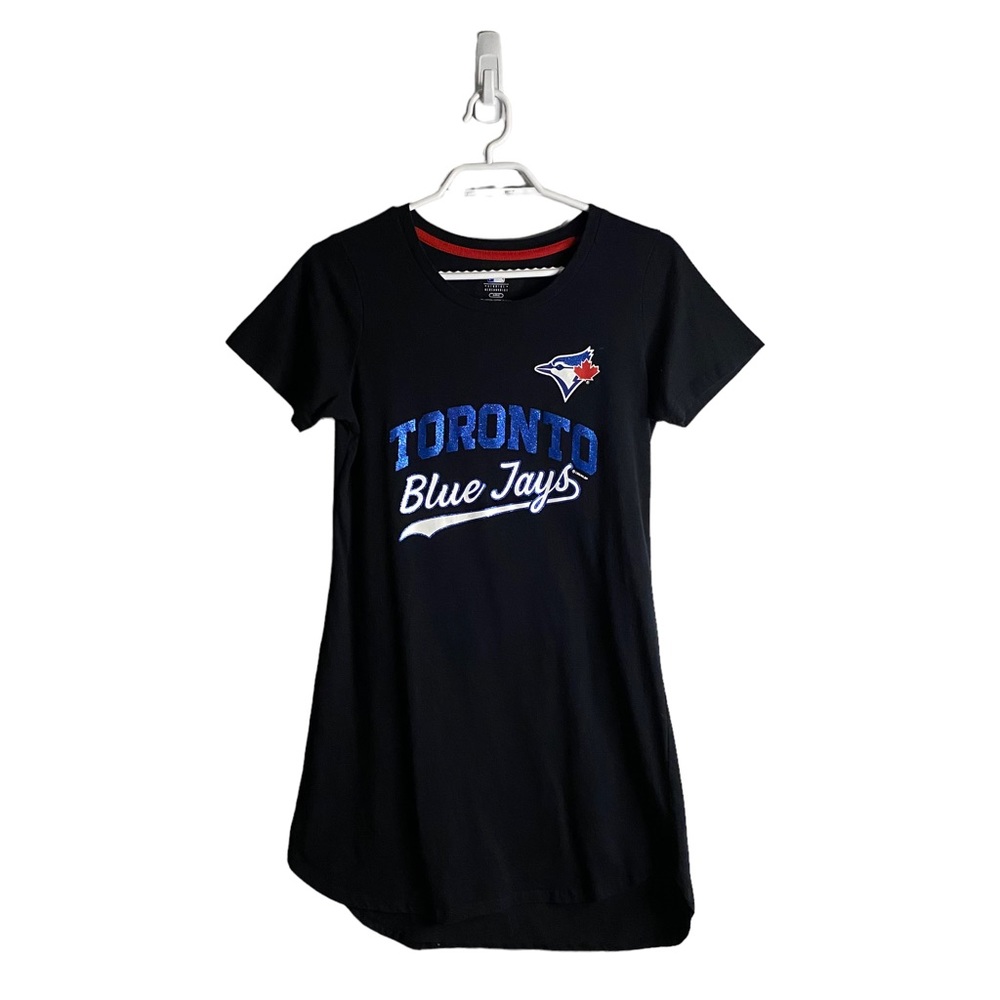 Toronto Blue Jays Short Sleeve Black Long Line Shirt